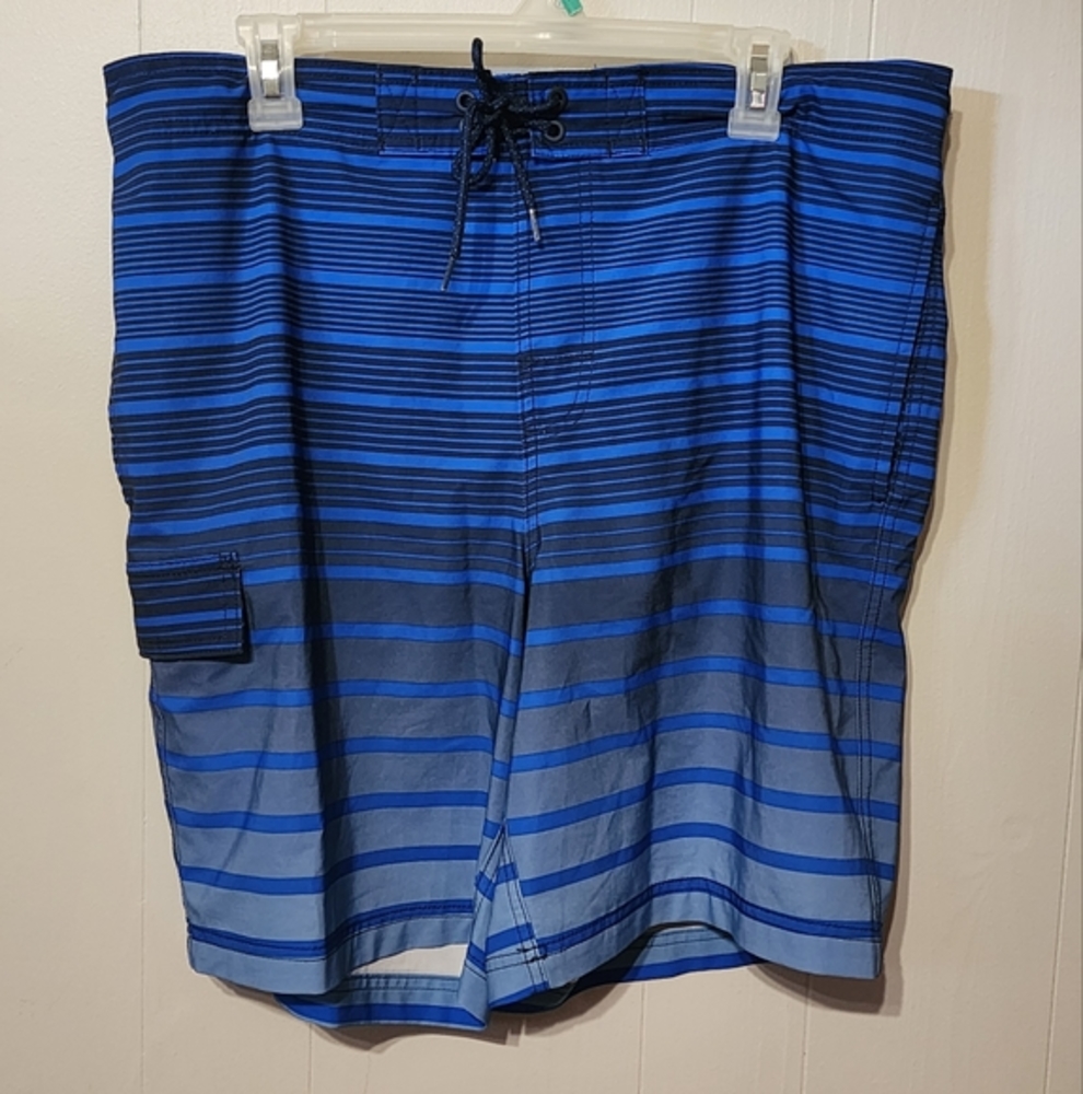 Blue Striped Swim Trunks Large 36 - 38 George Beach A129